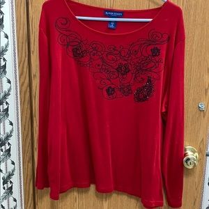 Red long sleeve sweater 1X